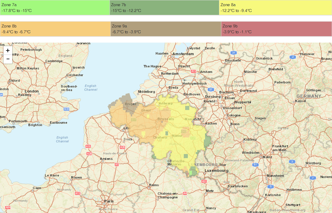 België Hardheidszone Kaart